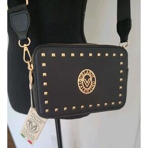 NWT Valentino Orlandi Double Zip Crossbody - Beautiful Black - Designed In Italy